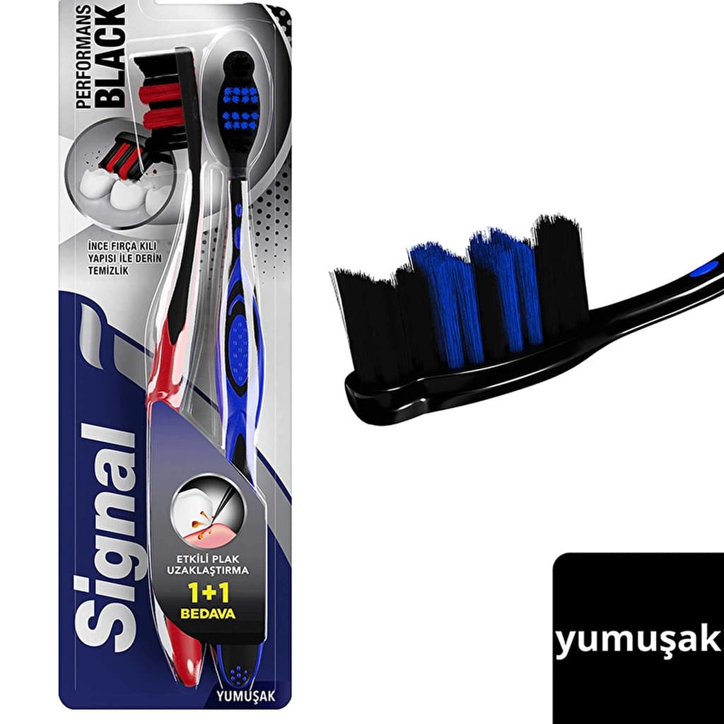 Signal Performans Black Etkili Plak Uzaklaştırma Diş Fırçası 1+1 (Yumuşak)