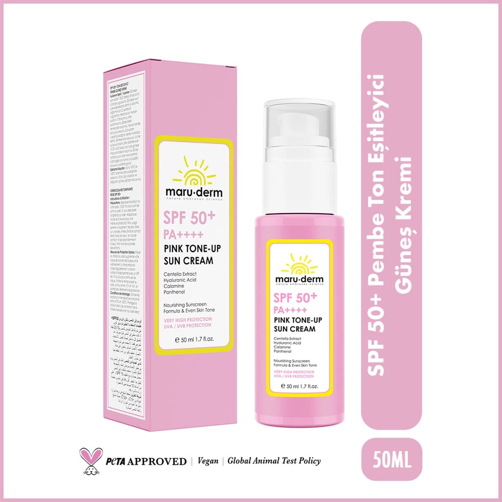 Maruderm 50+SPF Pembe Ton Eşitleyici Yüz Güneş Kremi 50 ml