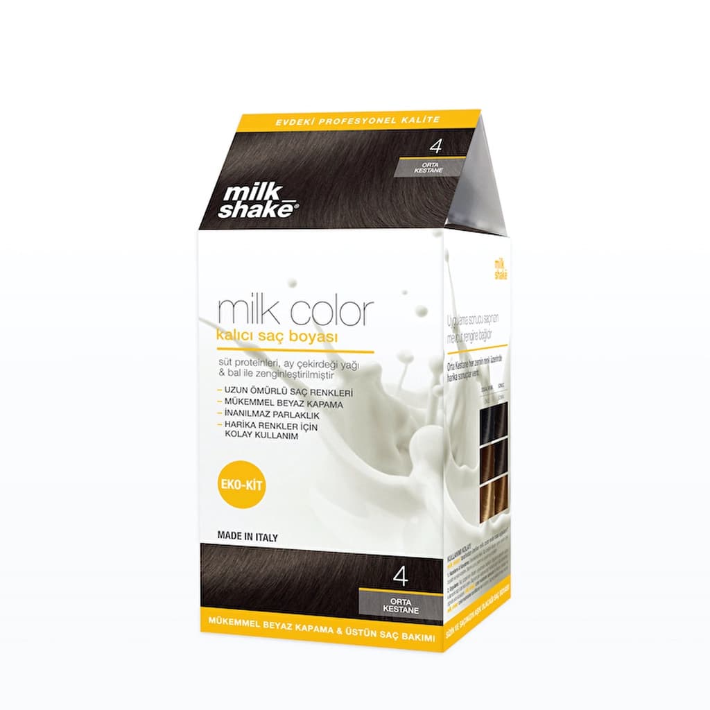 milk_shake Milk Color Eko Kalıcı Saç Boyası Seti 4 Orta Kestane