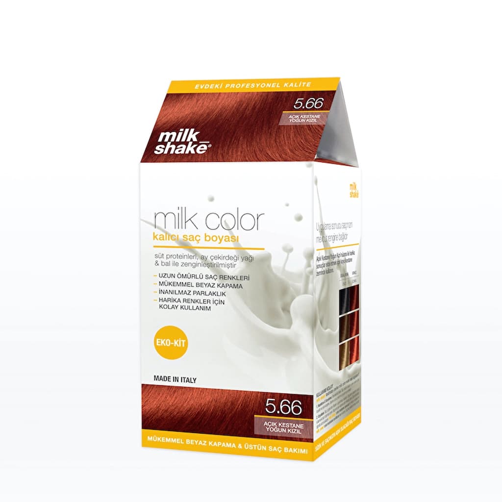 milk_shake Milk Color Eko Kalıcı Saç Boyası Seti 5.66 Açık Kestane Yoğun Kızıl