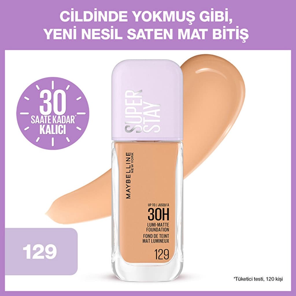 Maybelline New York Maybelline Super Stay Lumi Matte Fondöten 129