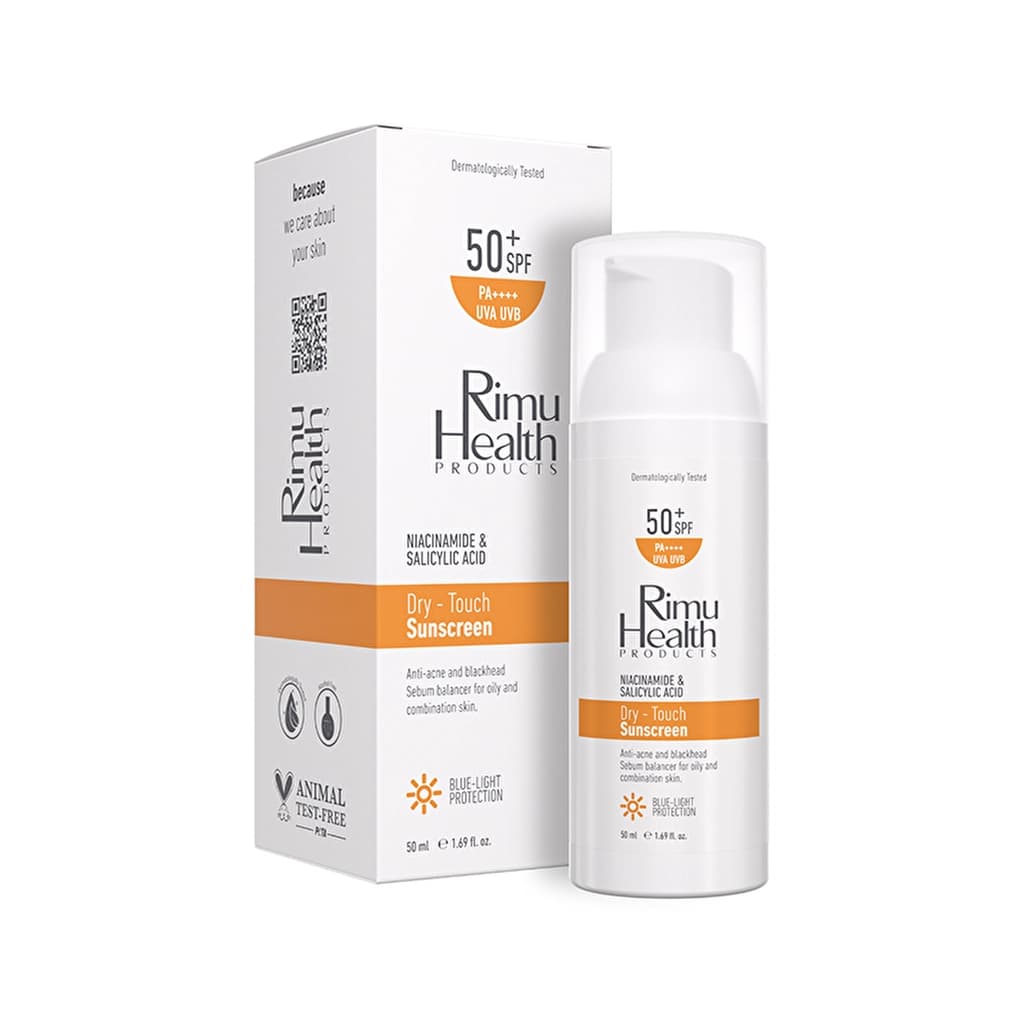 Rimu Health Yağlı & Karma Ciltler İçin Siyah Nokta ve Akne Karşıtı Güneş Kremi 50 ml (Niacinamide - Salicylic Acid)