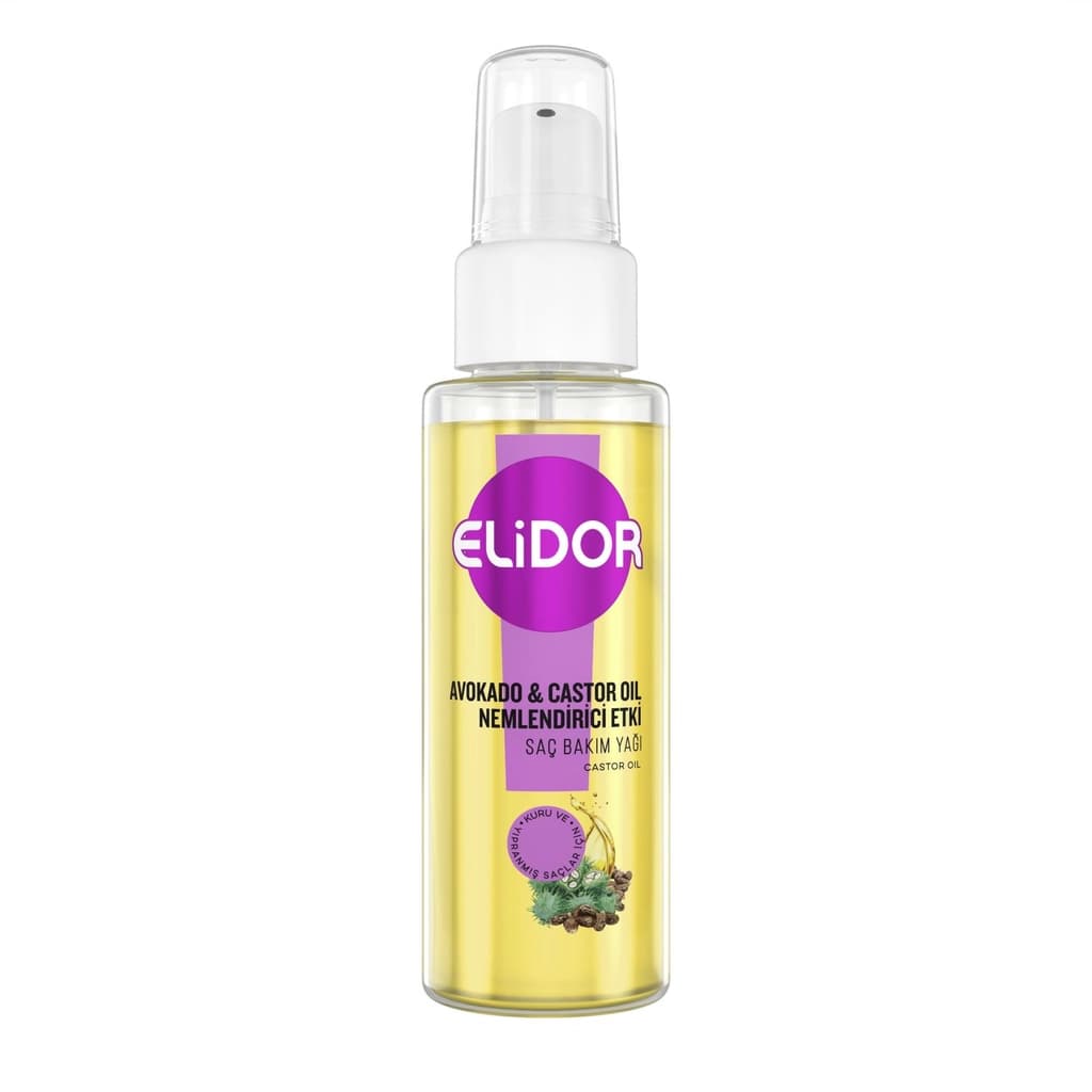 Elidor Avokado ve Castor Yağı Nemlendirici Etki Saç Bakım Yağı 80 ml