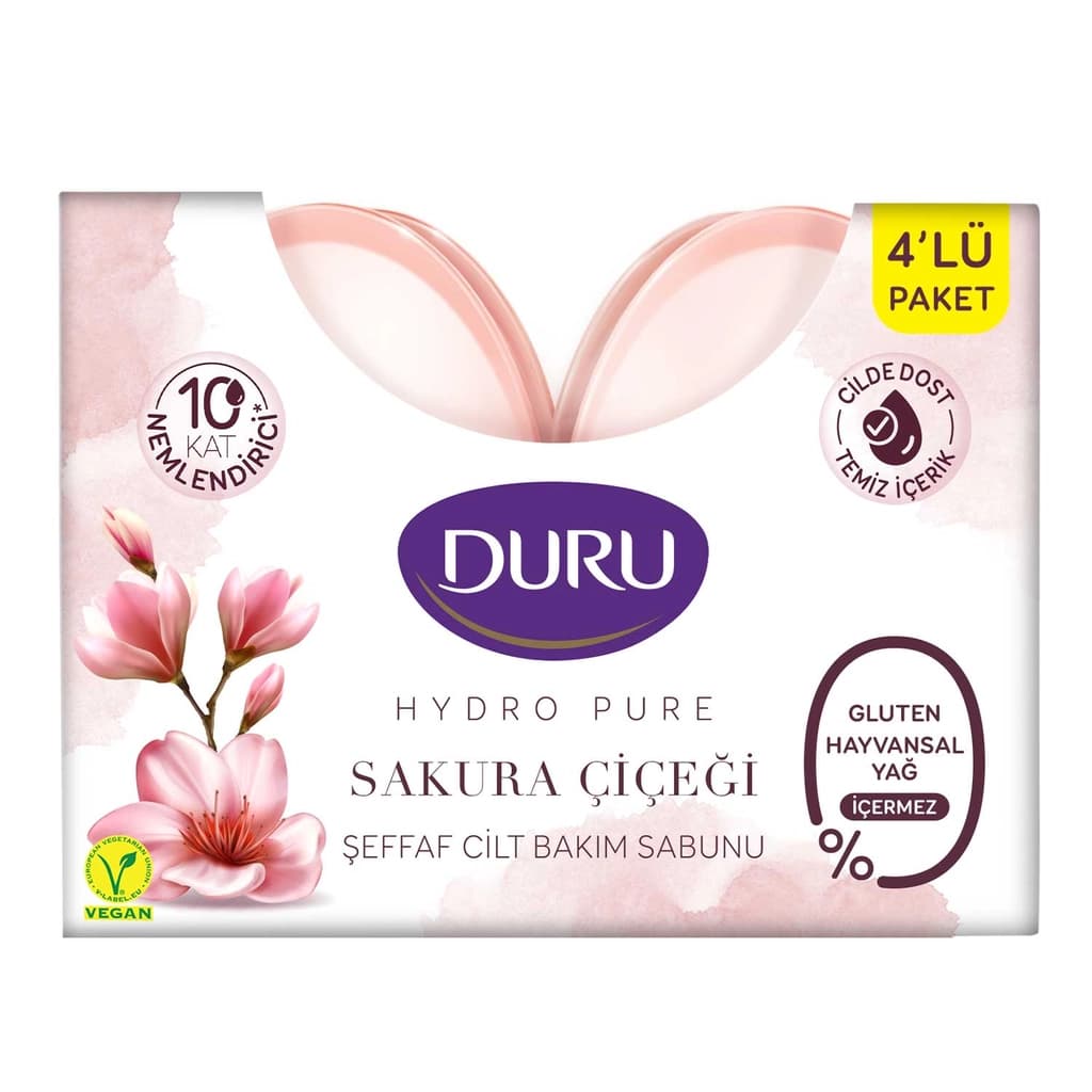 Duru Hydro Pure Sakura Şeffaf Cilt Bakım Sabunu 135 gr x 4
