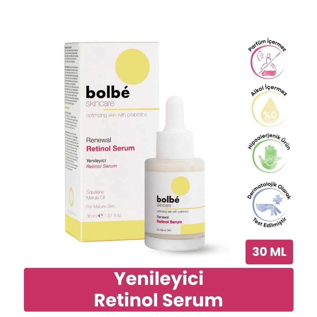 Bolbe Kırışıklık Karşıtı, Sıkılaştırıcı ve Yenileyici Retinol Gece Serumu 30 ml (A Vitamini)