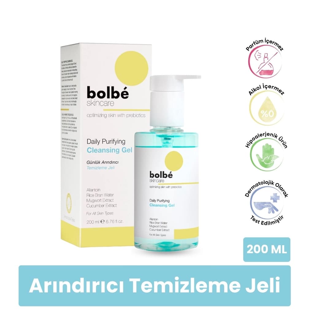 Bolbe Pirinç Özlü, Arındırıcı, Aydınlatıcı, Günlük Yüz Temizleme Jeli 200 ml