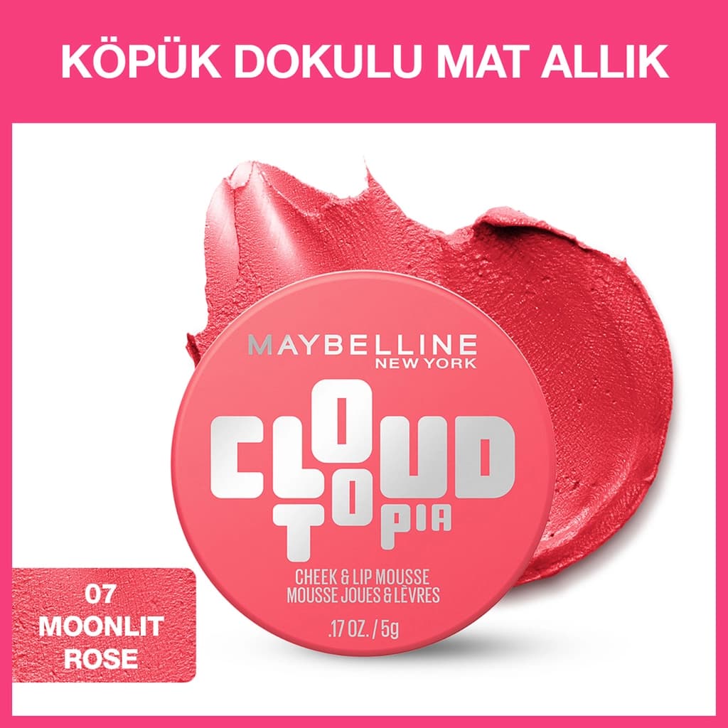 Maybelline New York Maybelline Cloudtopia Köpük Dokulu Mat Allık 07 Moonlit Rose