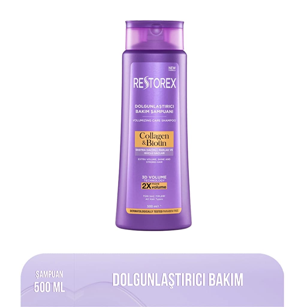 Restorex Kolajen & Biotin Dolgunlaştırıcı Saç Bakım Şampuanı 500 ml