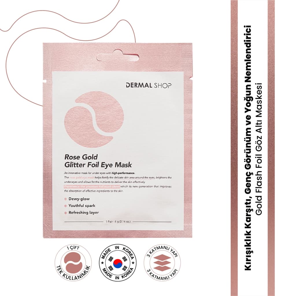 Dermal Rose Gold Glitter Foil Göz Maskesi 4 gr