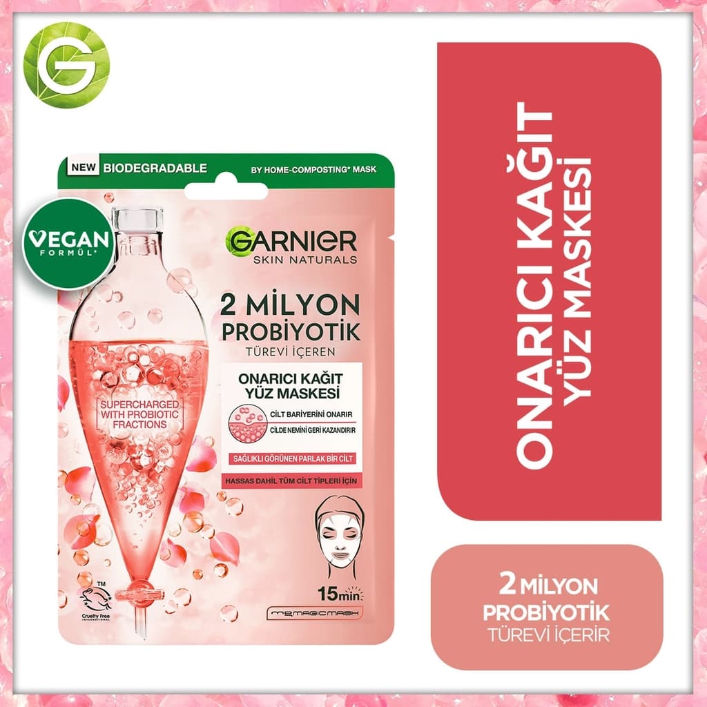 Garnier 2 Milyon Probiyotik Türevi İçeren Onarıcı Kağıt Yüz Maskesi