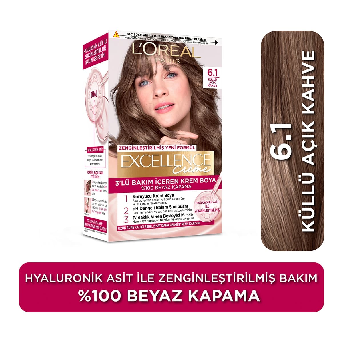 Excellence L'Oreal Paris Excellence Küllü Açık Kahve Saç Boyası 6.1